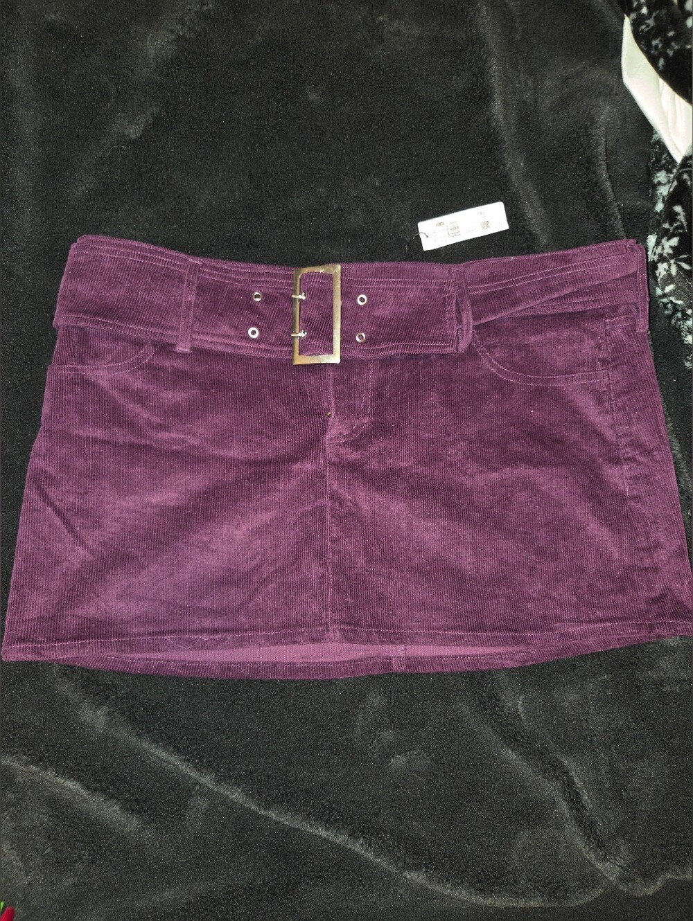 Garage Purple Corduroy Mini Skirt with Buckle Belt